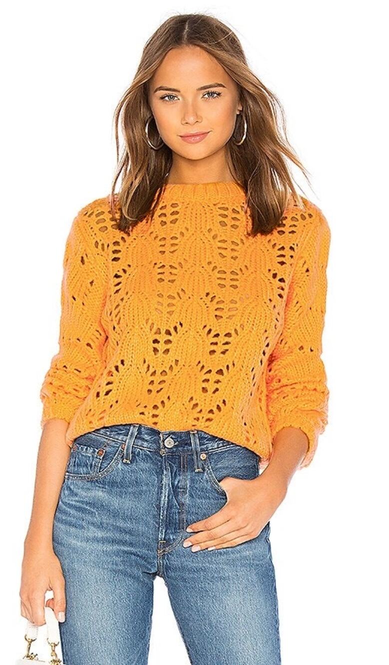 Tularosa Orange Open Weave Sweater Size Small